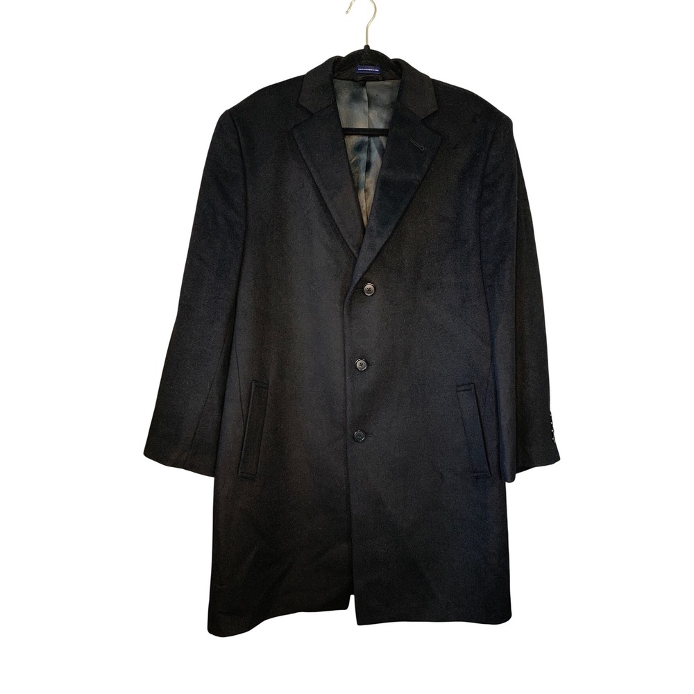 Stafford‎ Essentials Men's Black Wool Blend Overcoat Size 42S